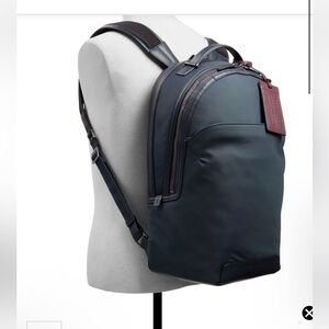 NWT Ted Baker Xaden Nylon w Leather Trim Men's Double zip Backpack $295